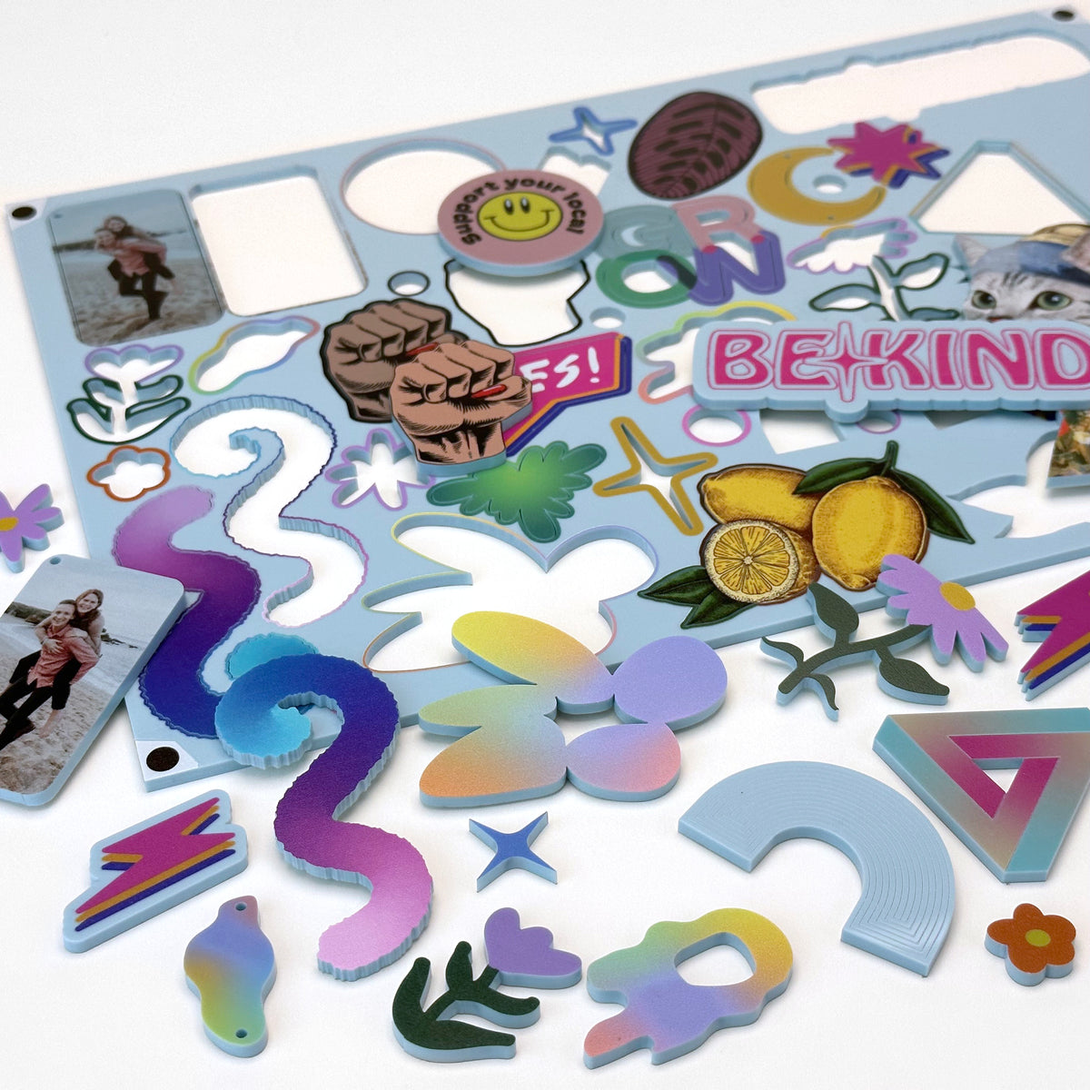 Baby Blue Acrylic with laser cutting & Printing - 600x400mm