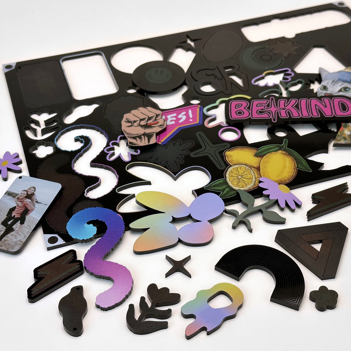 Black Acrylic with laser cutting & Printing - 600x400mm