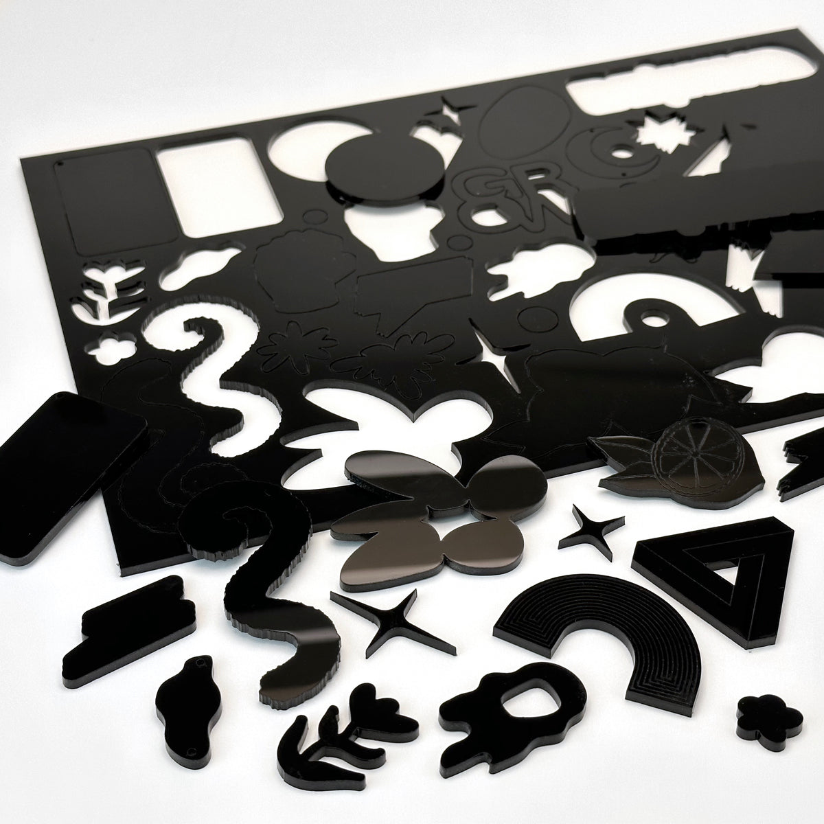 Black Acrylic with laser cutting only - 300x200mm
