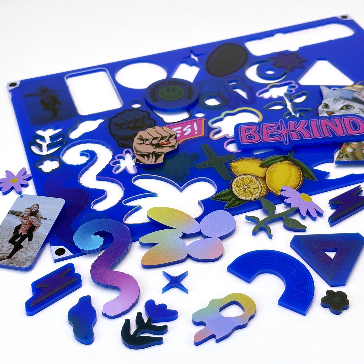 Blue Acrylic with laser cutting & Printing - 300x200mm