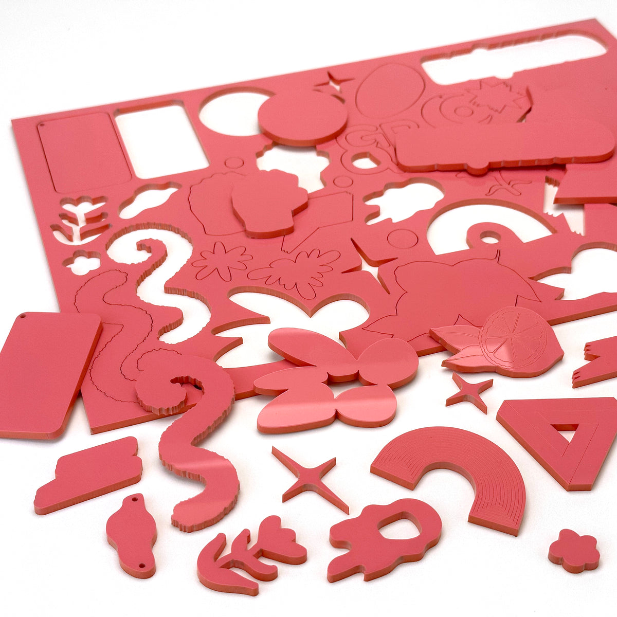 Coral Acrylic with laser cutting only - 300x200mm