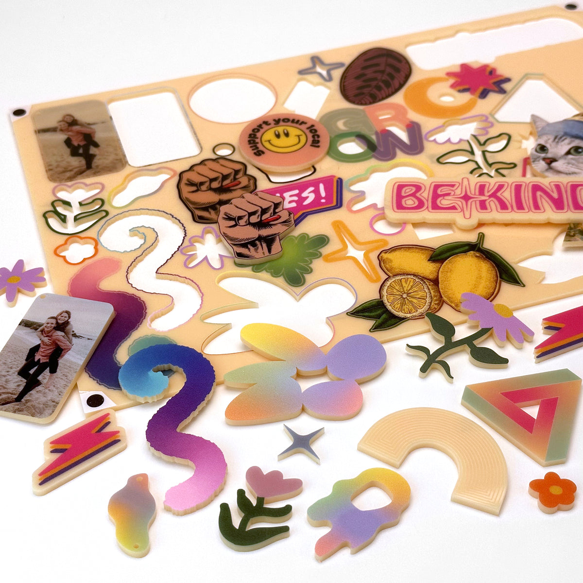 Cream Acrylic with laser cutting & Printing - 600x400mm