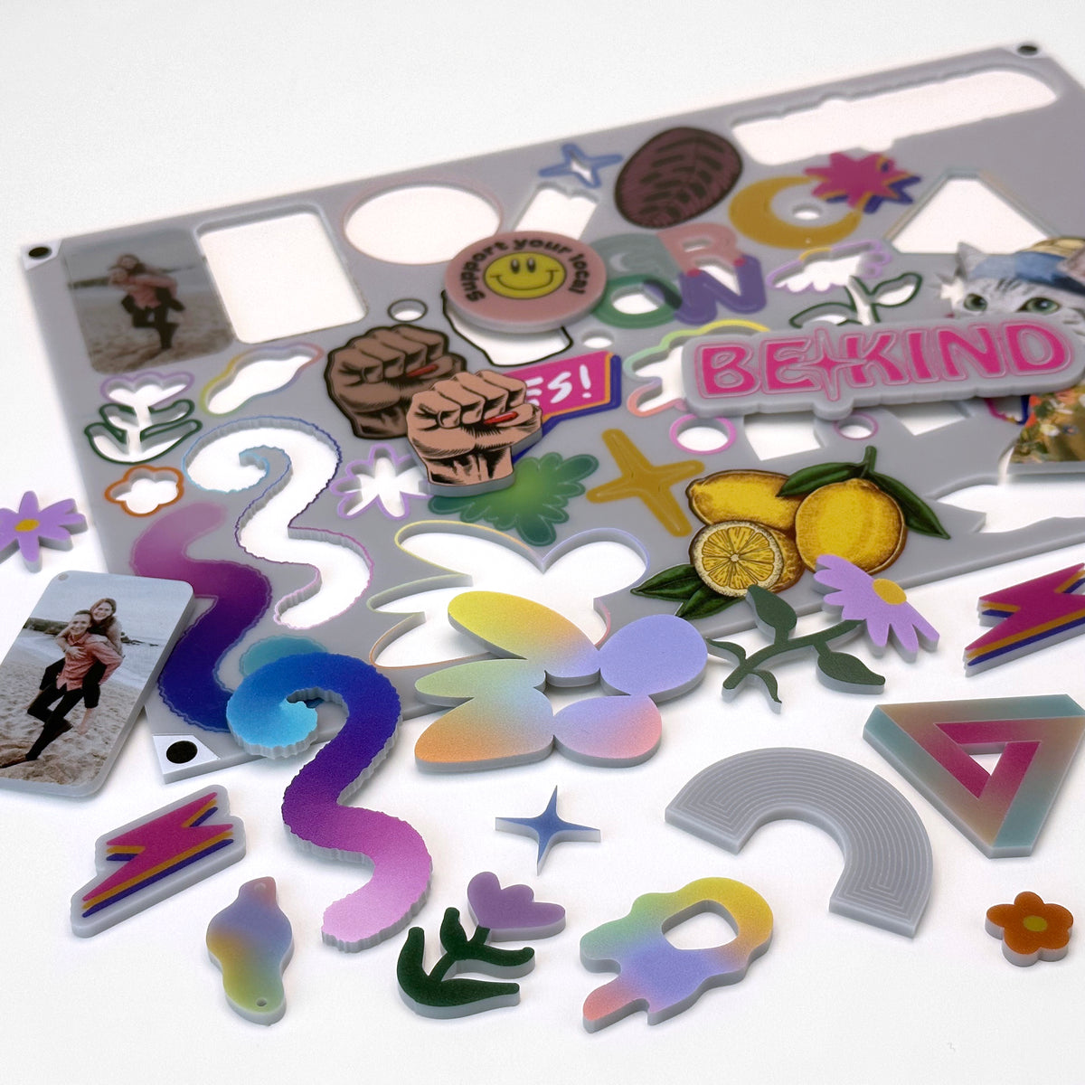 Grey Acrylic with laser cutting & Printing - 300x200mm