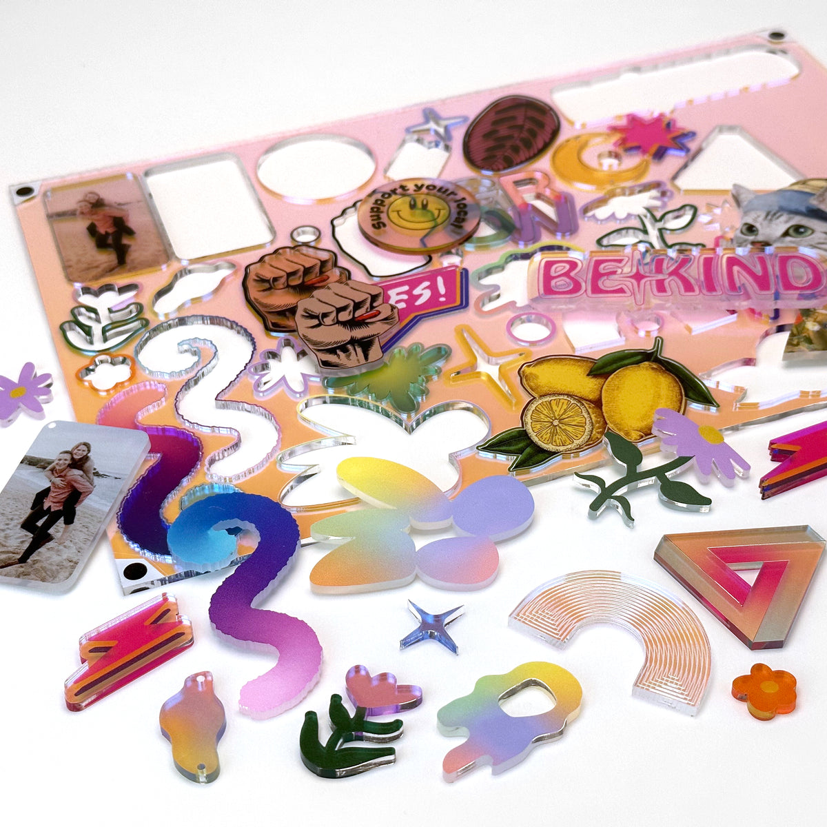 Iridescent / Rainbow Acrylic with laser cutting & printing - 600x400mm