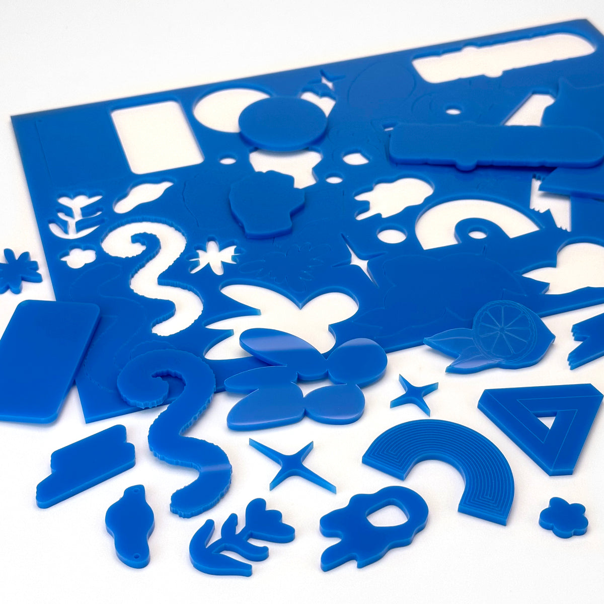 Mid Blue Acrylic with laser cutting only - 300x200mm
