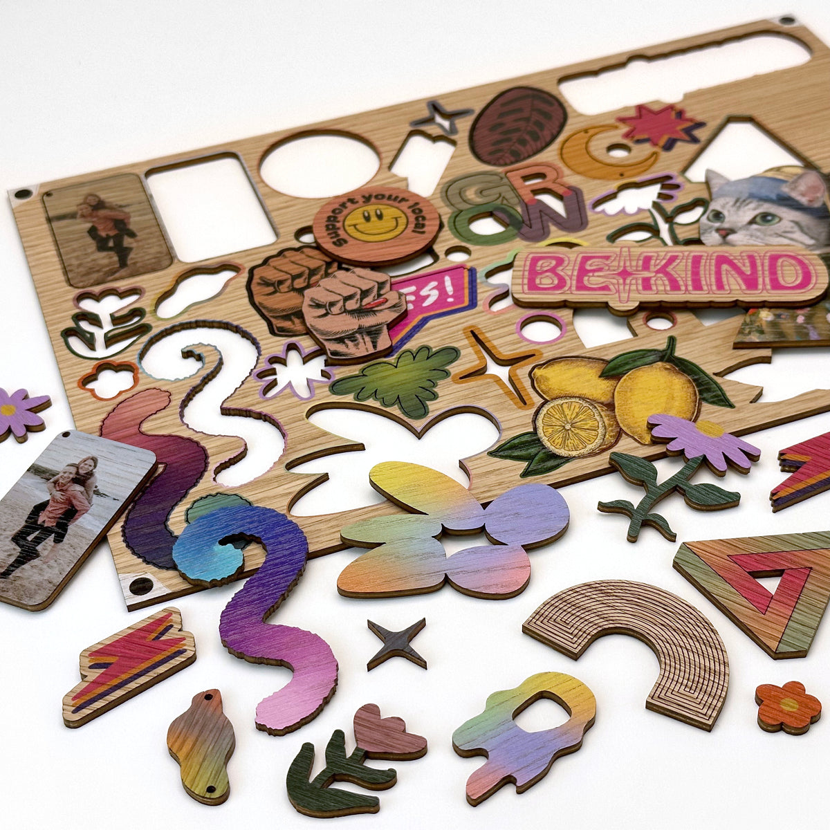 3mm Oak Plywood with laser cutting & Printing - 600x400mm