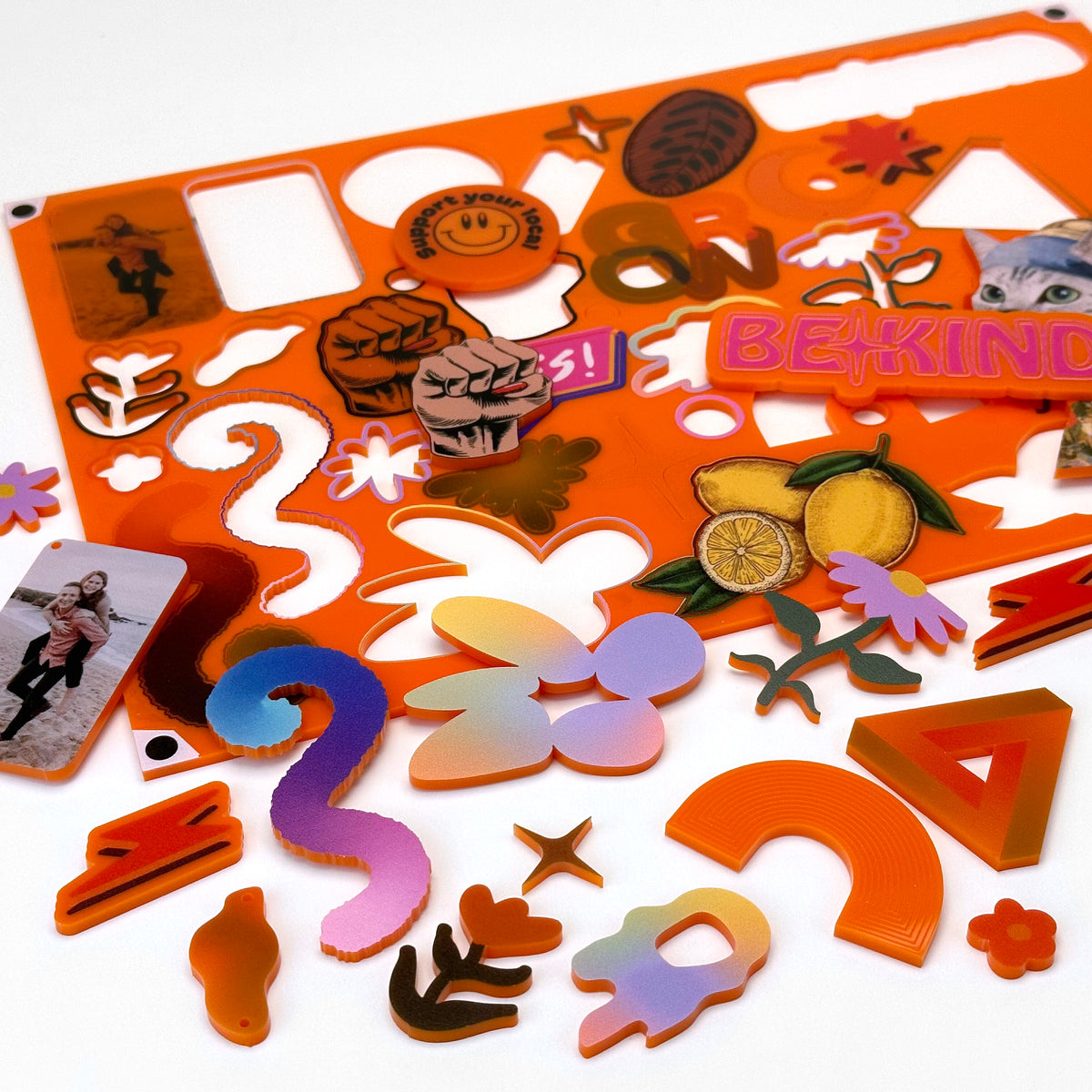 Orange Acrylic with laser cutting & Printing - 300x200mm