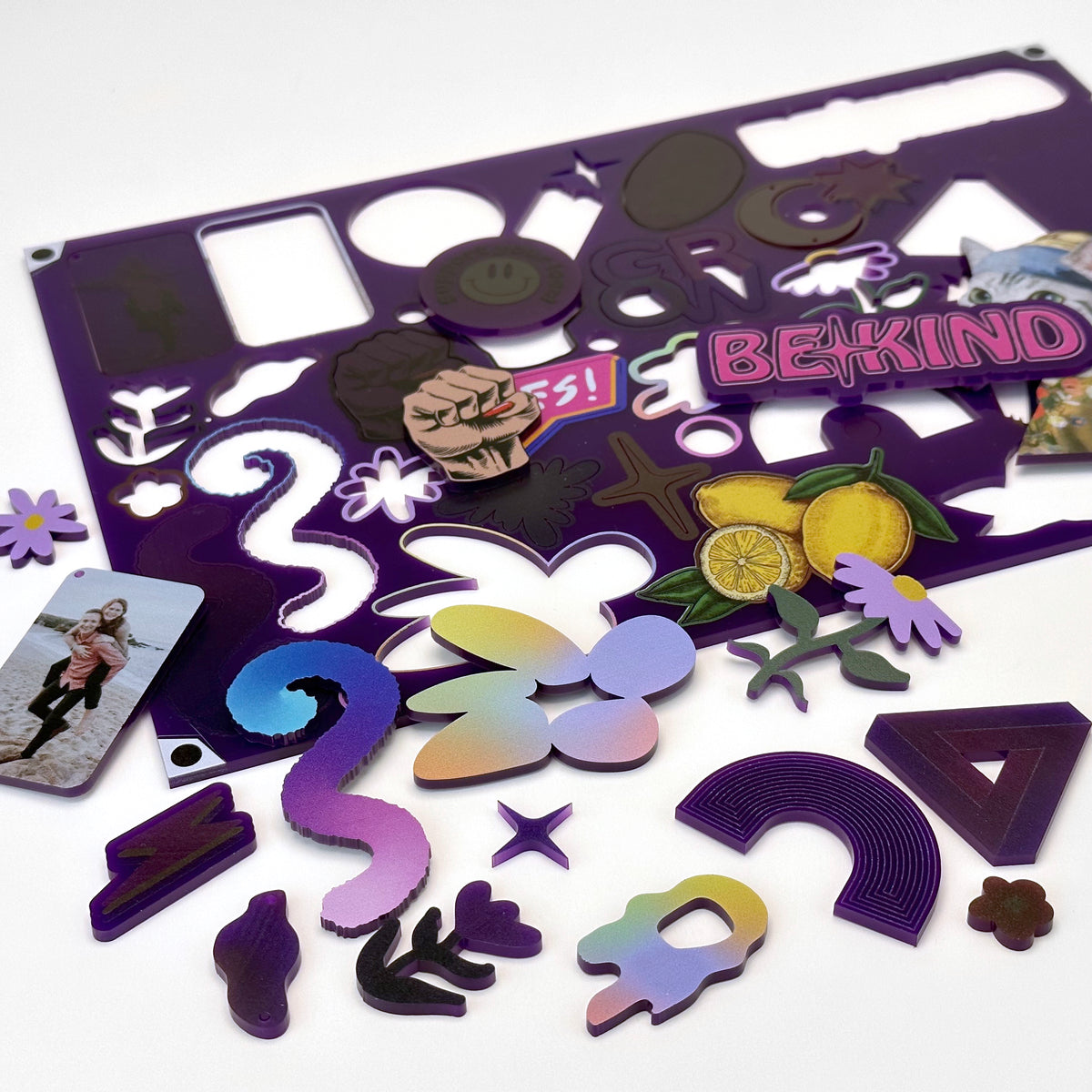 Purple Acrylic with laser cutting & Printing - 600x400mm