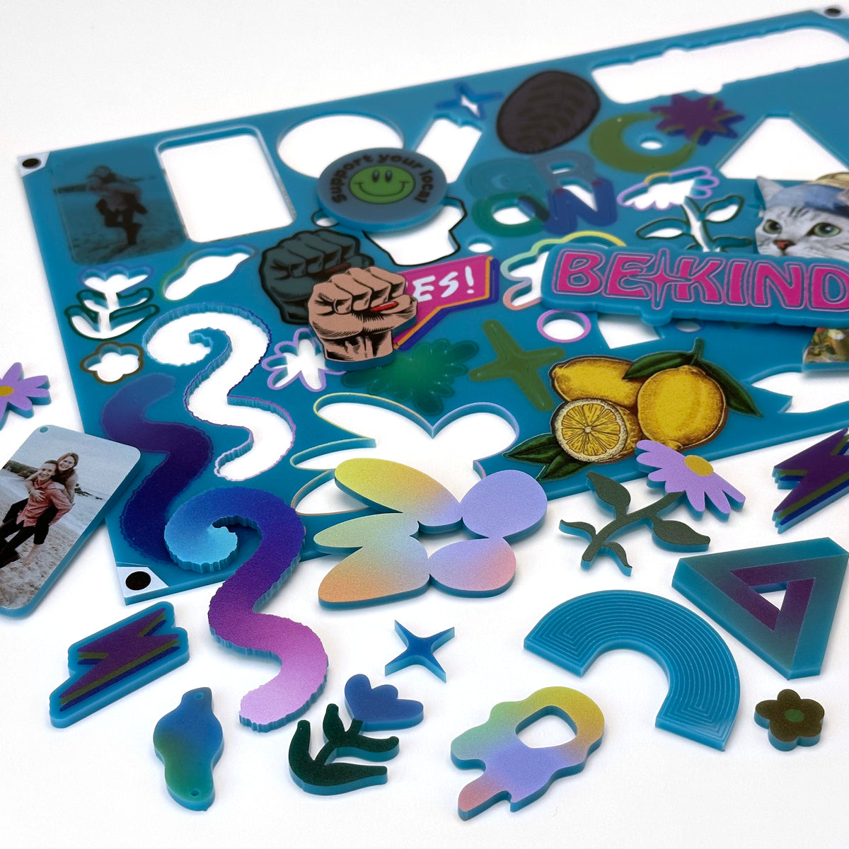 Turquoise Acrylic with laser cutting & Printing - 600x400mm