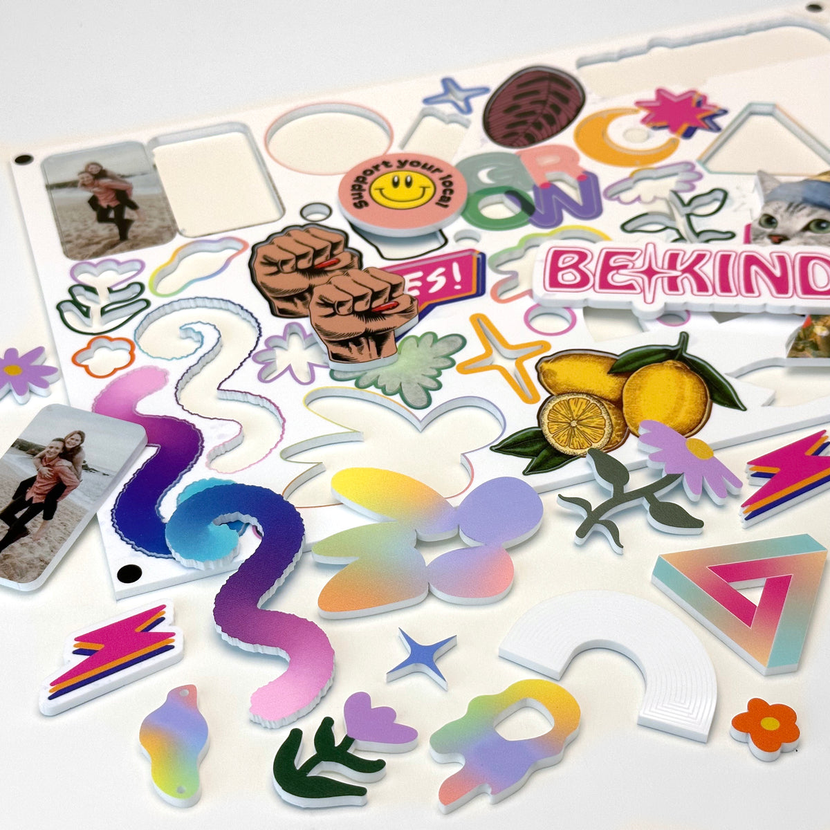 White Acrylic with laser cutting & Printing - 300x200mm