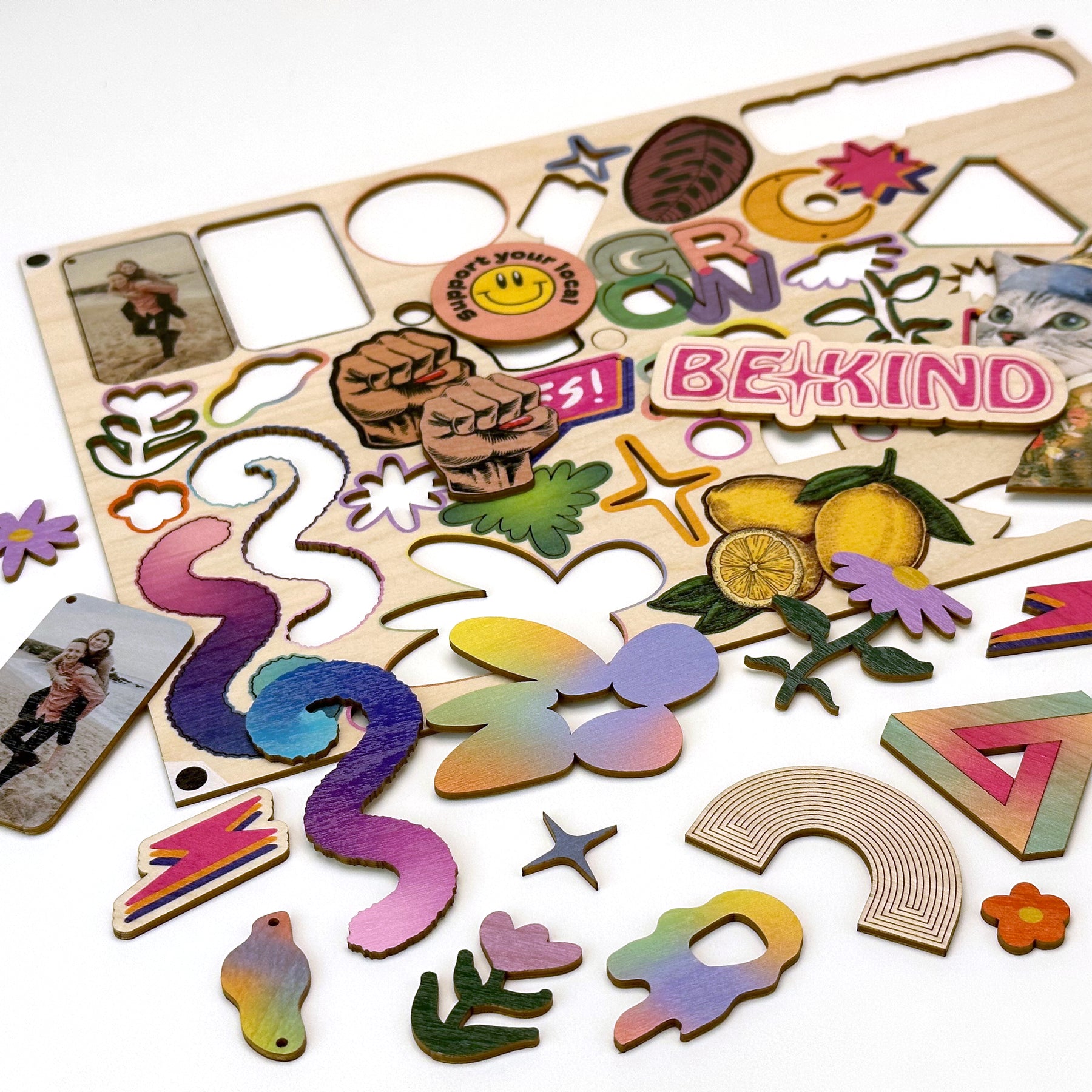 2mm Birch plywood with laser cutting & double sided printing - 300x200mm