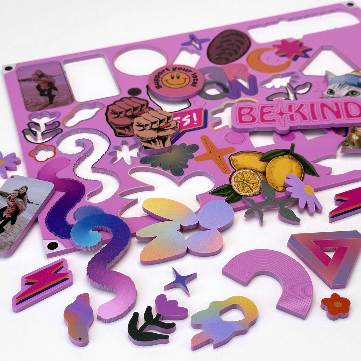 Bubble Gum Pink Acrylic with laser cutting & Printing - 300x200mm