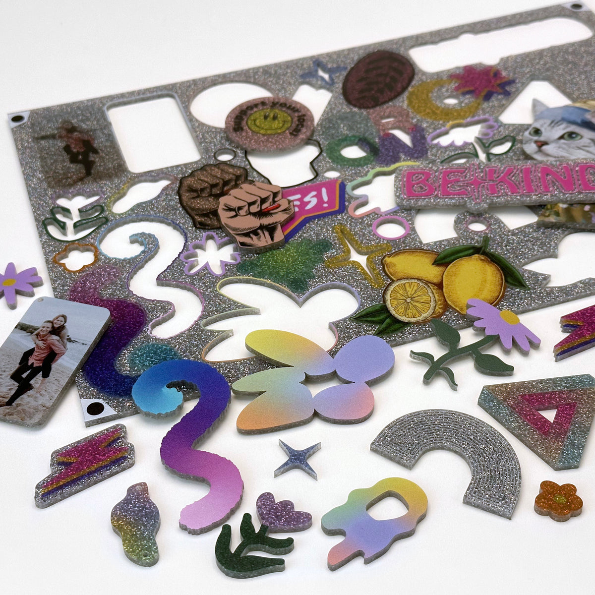 Glitter Holographic Acrylic with laser cutting & printing - 300x200mm