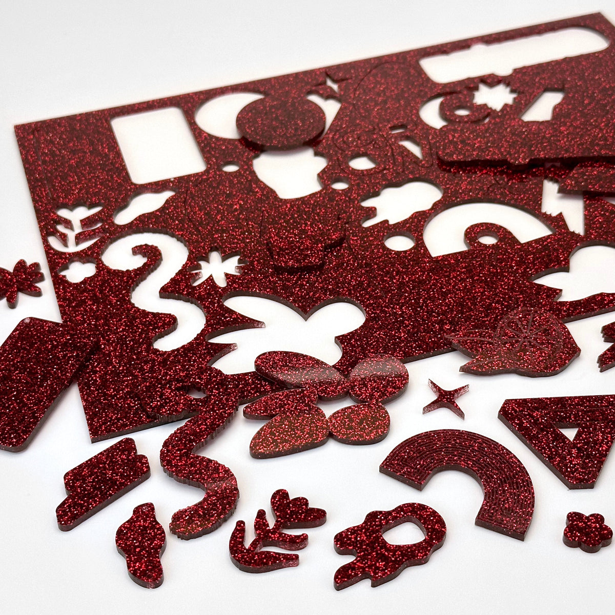 Glitter Red Acrylic with laser cutting only - 600x400mm