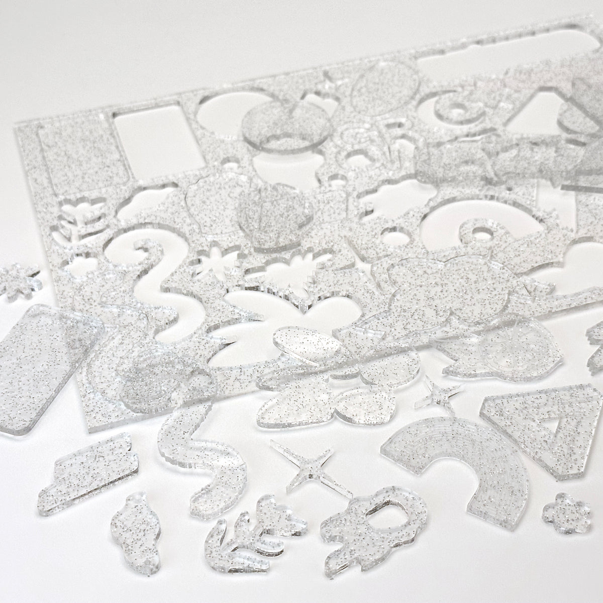 Glitter Transparent Acrylic with laser cutting only - 300x200mm