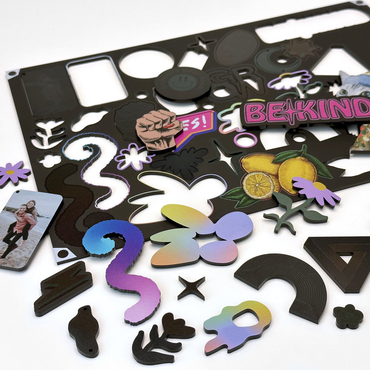 Matte Black Acrylic with laser cutting & printing - 600x400mm