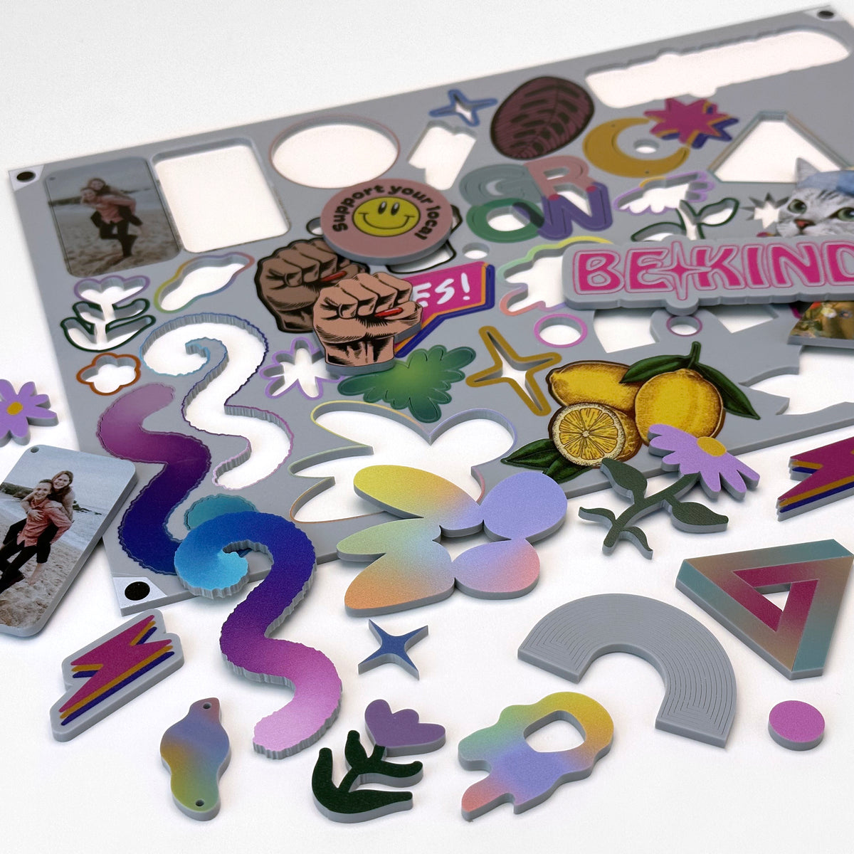 Matte Dusky Blue Acrylic with laser cutting & printing - 300x200mm