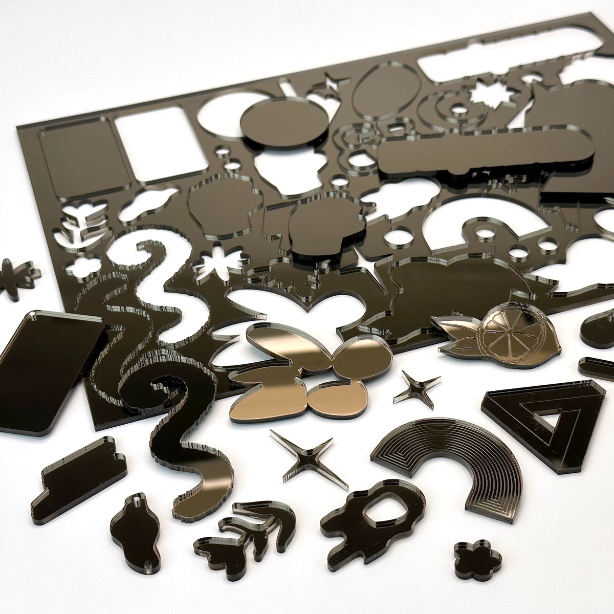 Mirror Grey Acrylic with laser cutting only - 300x200mm