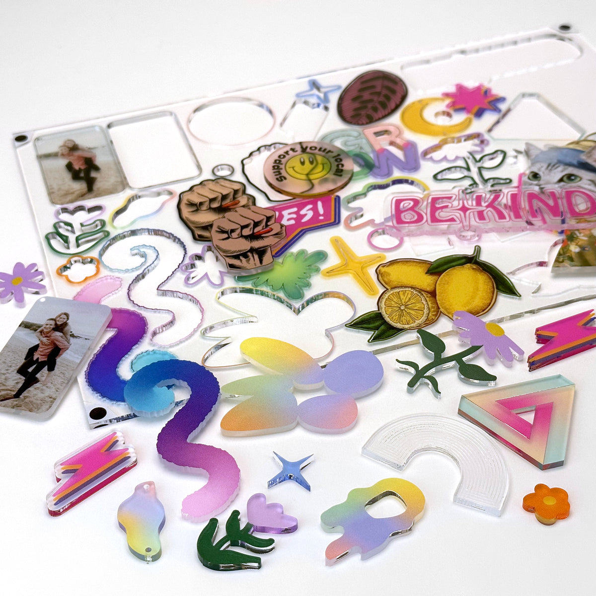 Recycled transparent Acrylic with laser cutting & printing - 600x400mm