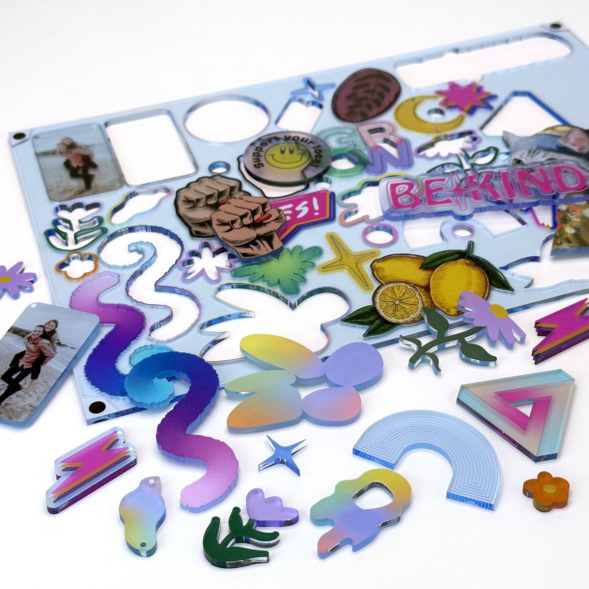 Transparent Blue Acrylic with laser cutting & printing - 600x400mm