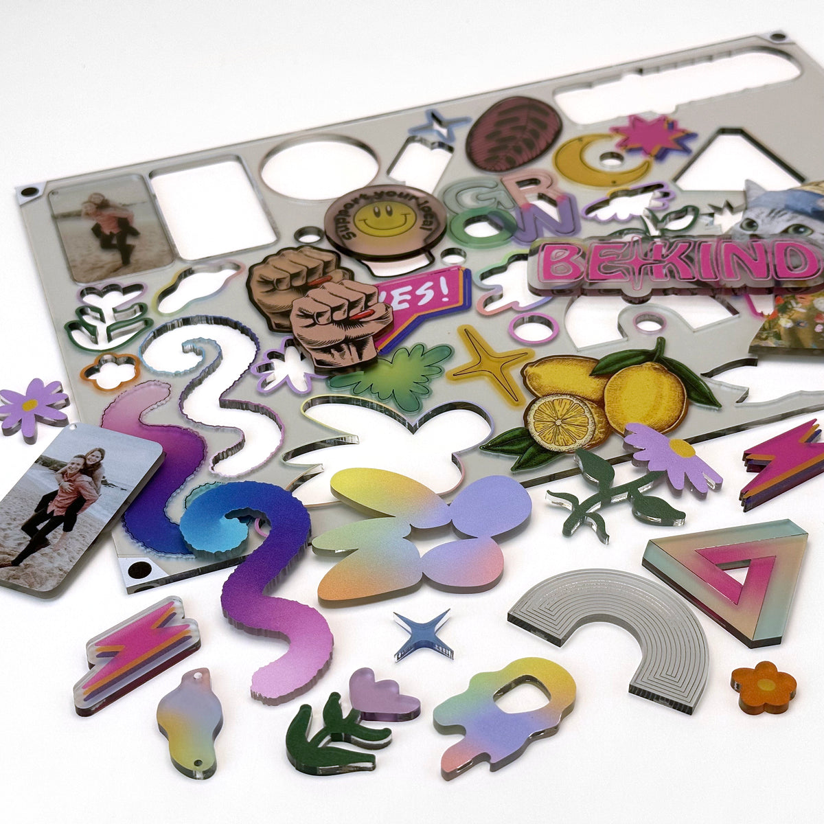 Transparent Grey Acrylic with laser cutting & printing - 600x400mm