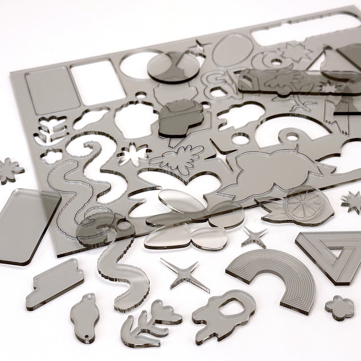 Transparent Grey Acrylic with laser cutting only - 300x200mm