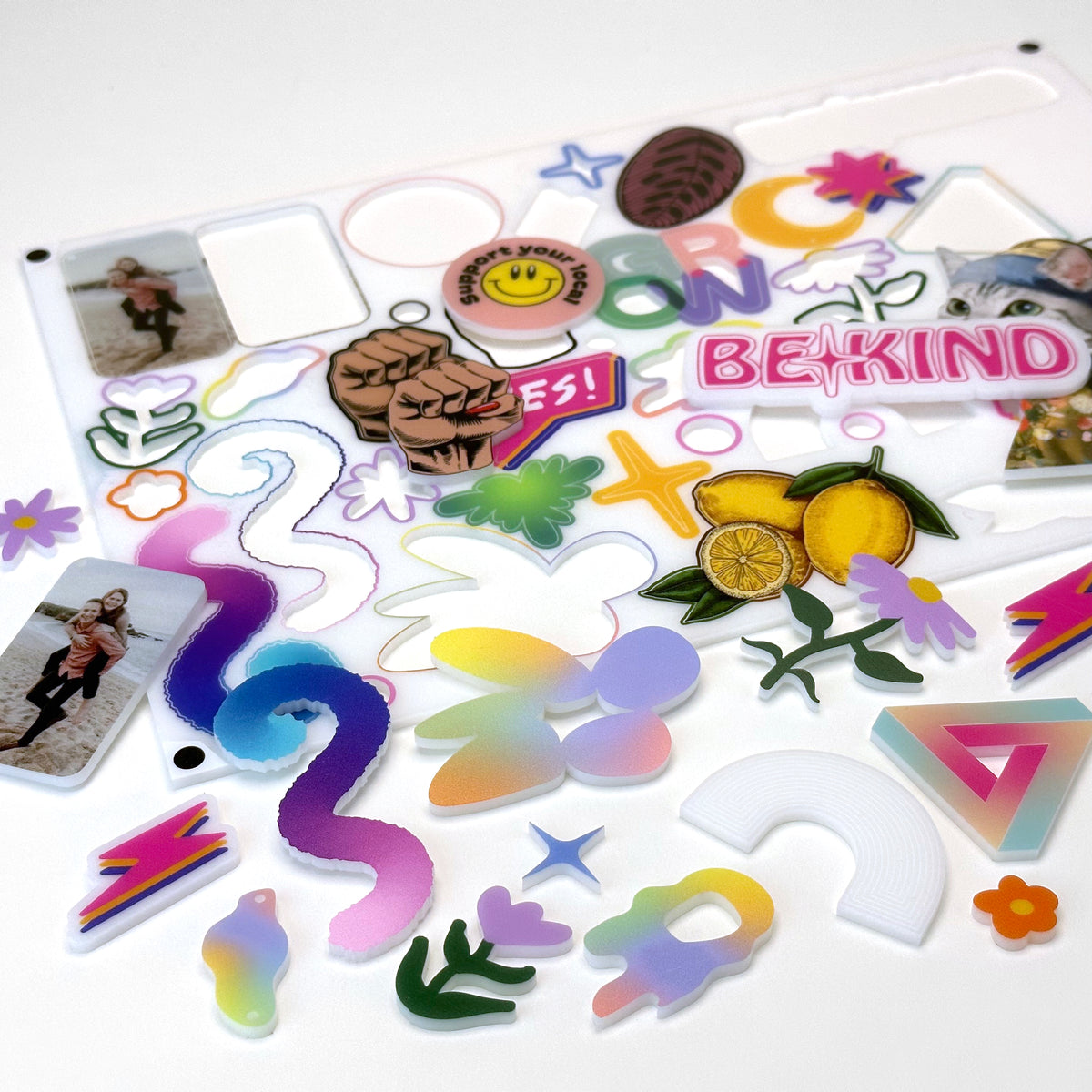 Transparent White Acrylic with laser cutting & printing - 300x200mm