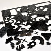 Glitter Black Acrylic with laser cutting only - 300x200mm