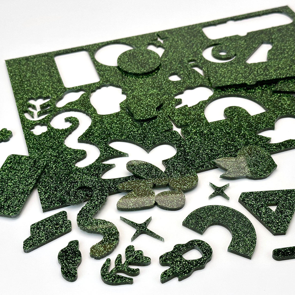 Glitter Forest Green Acrylic with laser cutting only - 300x200mm