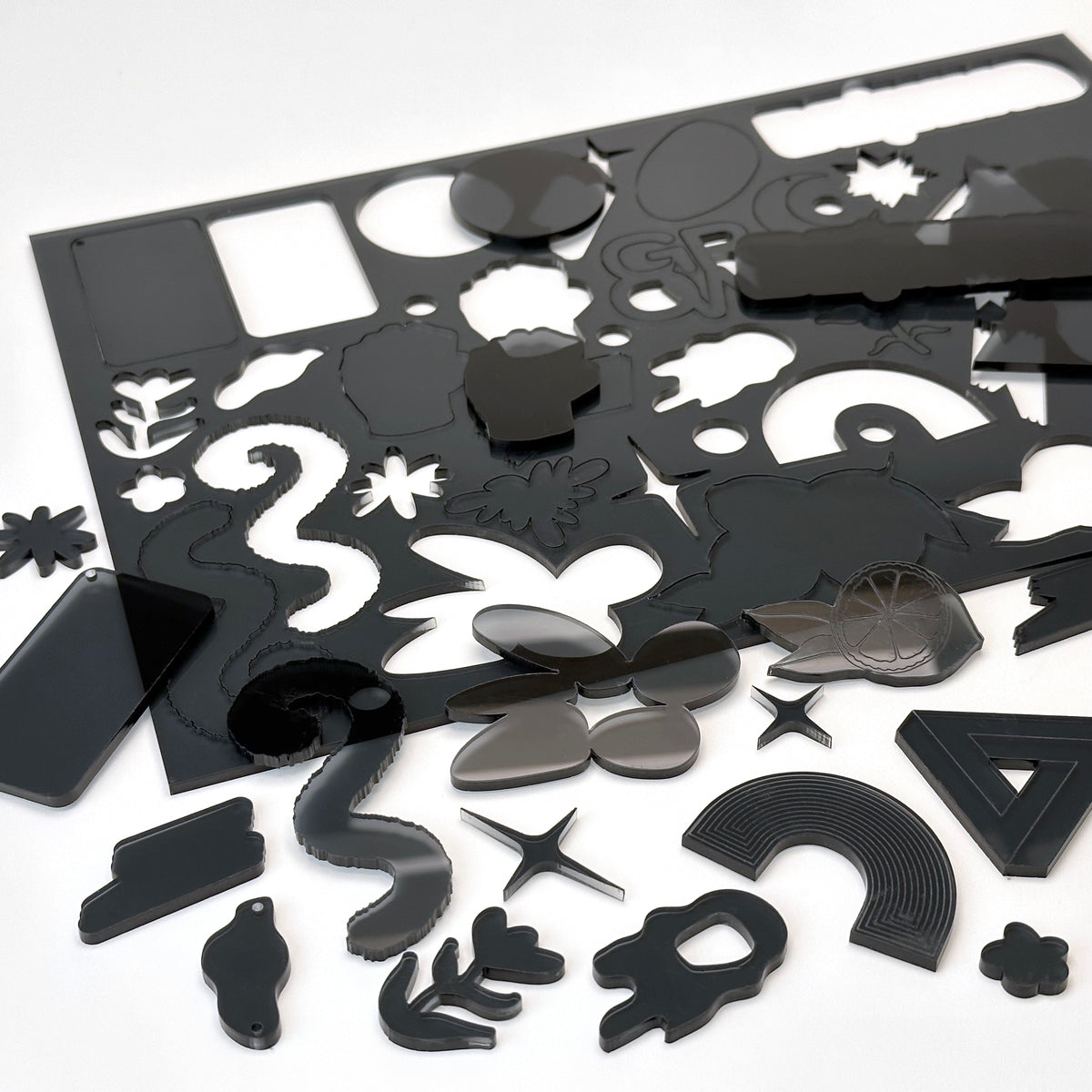 Transparent Black Acrylic with laser cutting only - 300x200mm